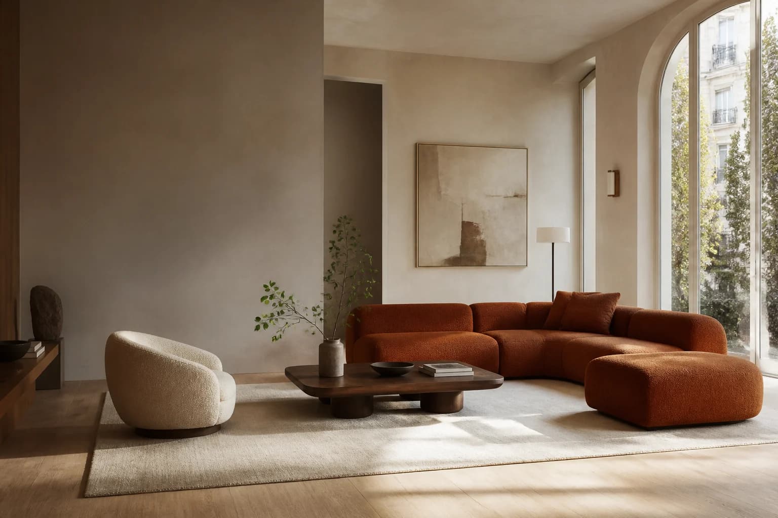 Aura deep sofa in oatmeal linen